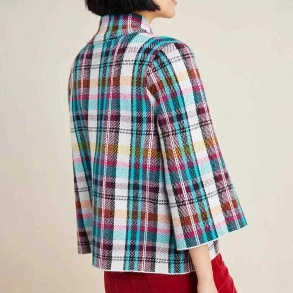 Anthropologie Rosetta Multicolour Knit Half Sleeve Sweater Blazer S - Picture 2 of 6